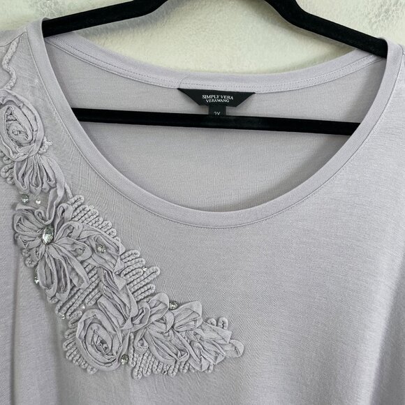 NEW Simply Vera Vera Wang Womens Plus 2X Embellished Long Sleeve Tunic Top - Picture 8 of 11